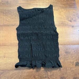 Peachy Den Black Smocked Women's Top